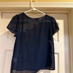 Elegant Navy Blue Sheer Women's Top